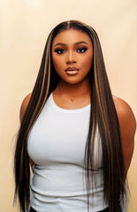 26" Bone Straight Luxury Unit with Highlights